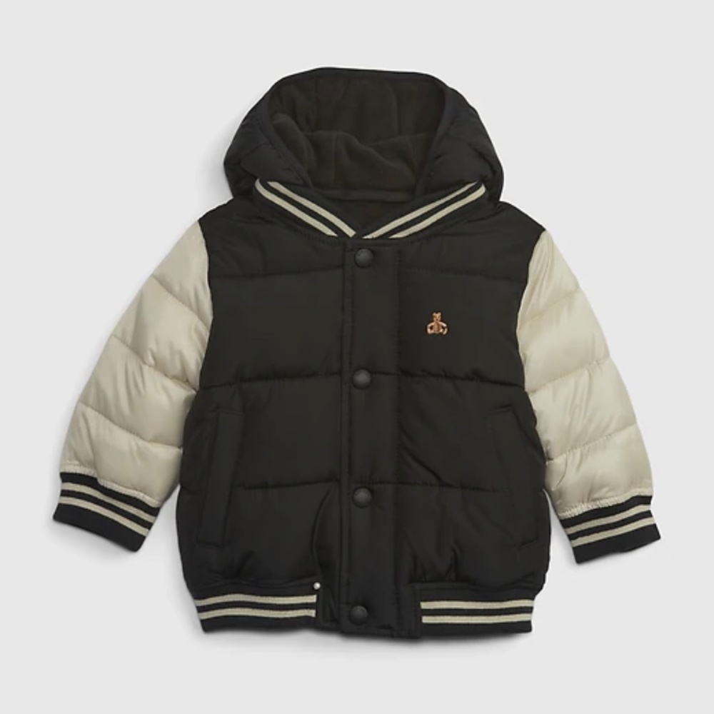 NWT Baby Gap Varsity Puffer Jacket ~ 0-6 mos Infant Puffer Jacket ~ Baby Gift